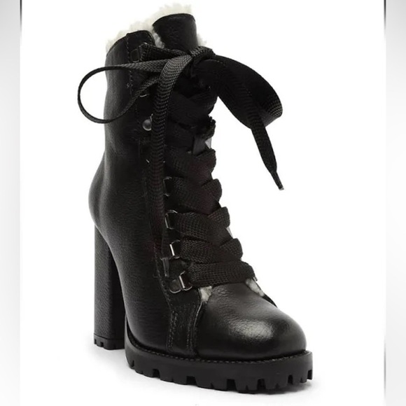 SCHUTZ | Zhara Winter Heeled Boots Lug Sole Leather Size 9.5 NEW - Picture 7 of 14